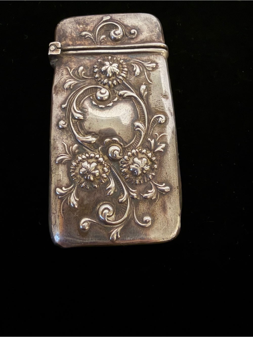 Antique Sterling Silver Victorian  Matchbox Vesta Holder Empty Cartouche